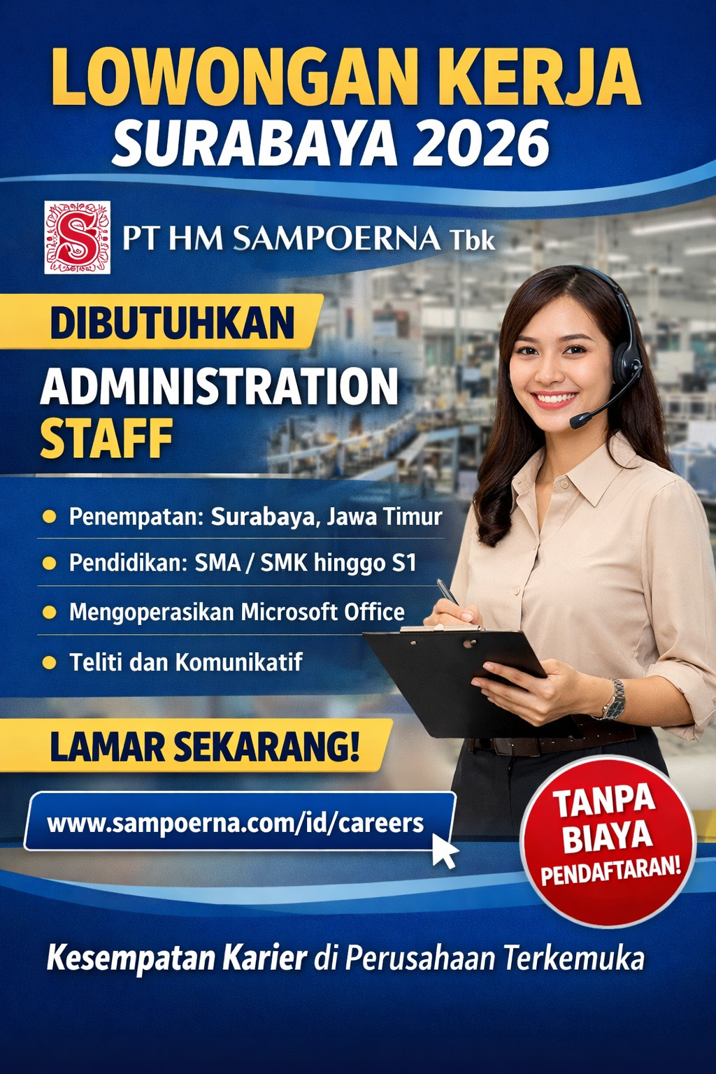 Lowongan Kerja Surabaya 2026: PT HM Sampoerna Tbk Buka Kesempatan Karier untuk Lulusan SMA hingga S1