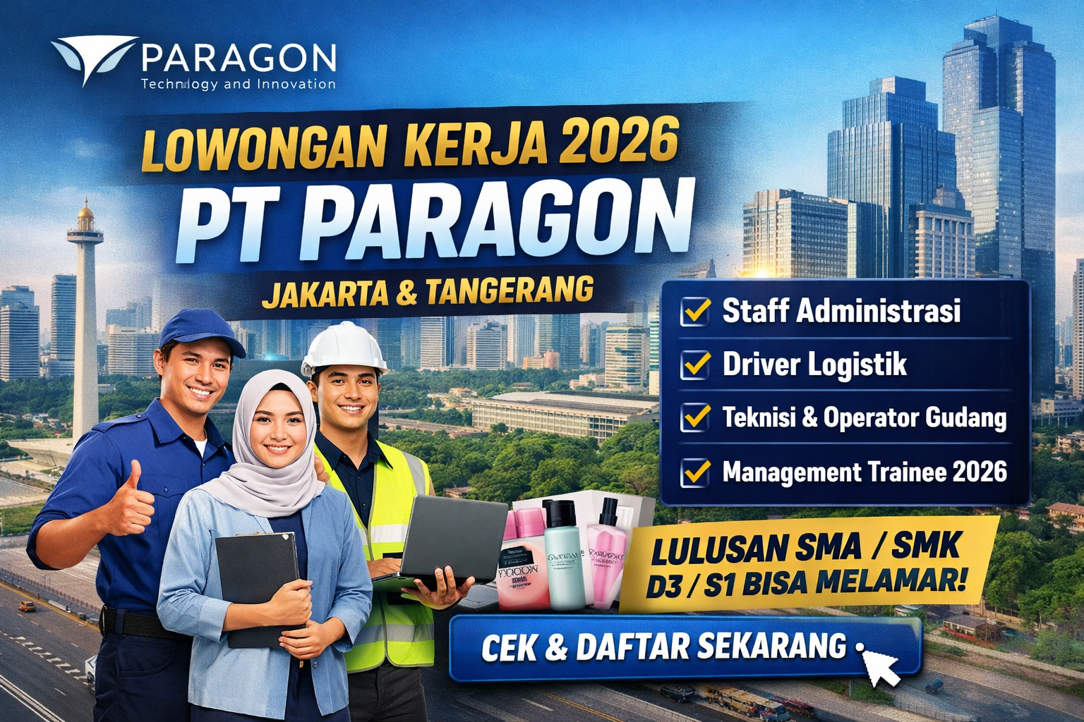 PT Paragon Technology and Innovation Buka Lowongan Kerja 2026 di Jakarta, Posisi Administrasi hingga Driver Logistik