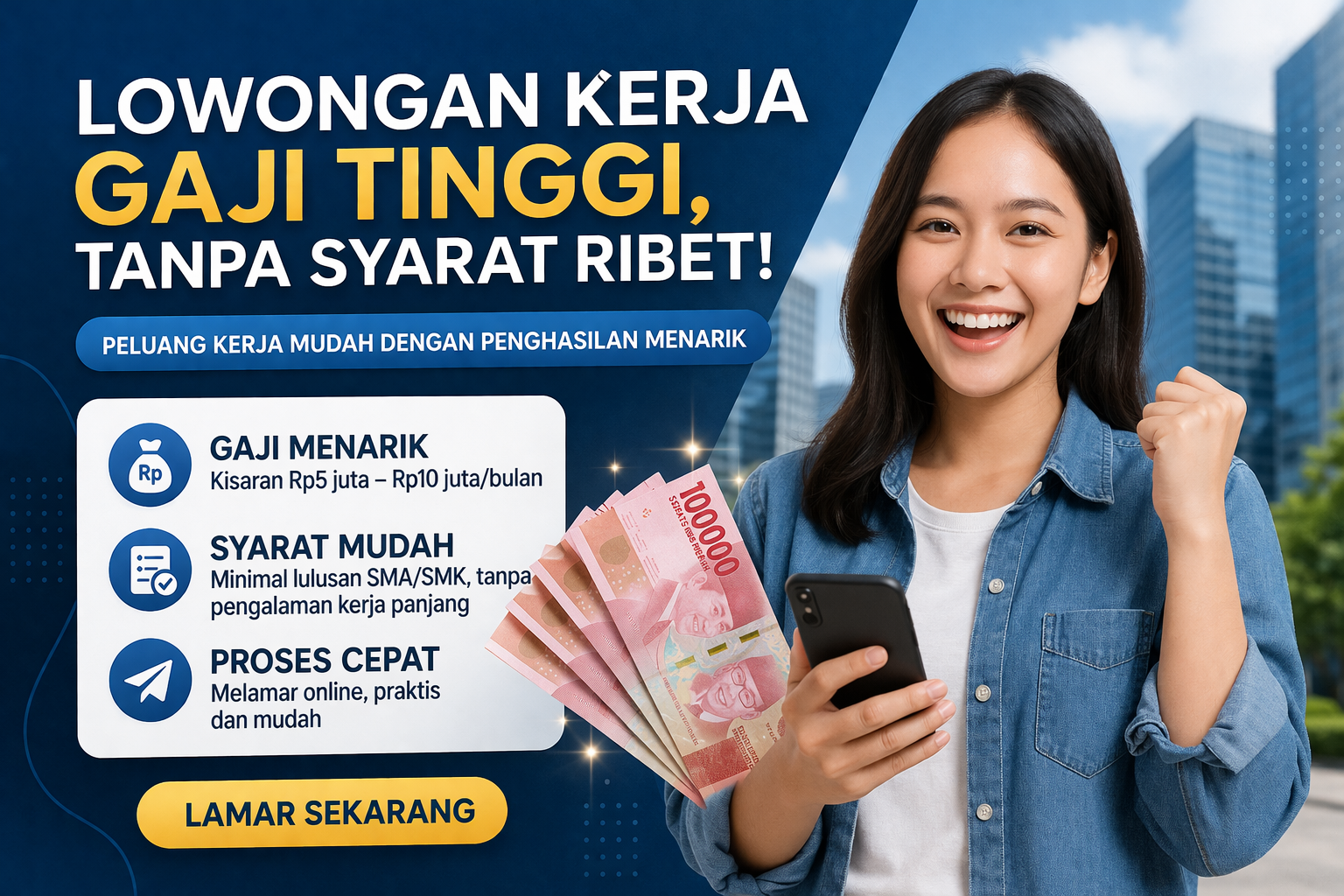 Lowongan Kerja dengan Gaji Tinggi, Tanpa Syarat Ribet! Peluang Karier Menarik untuk Pencari Kerja