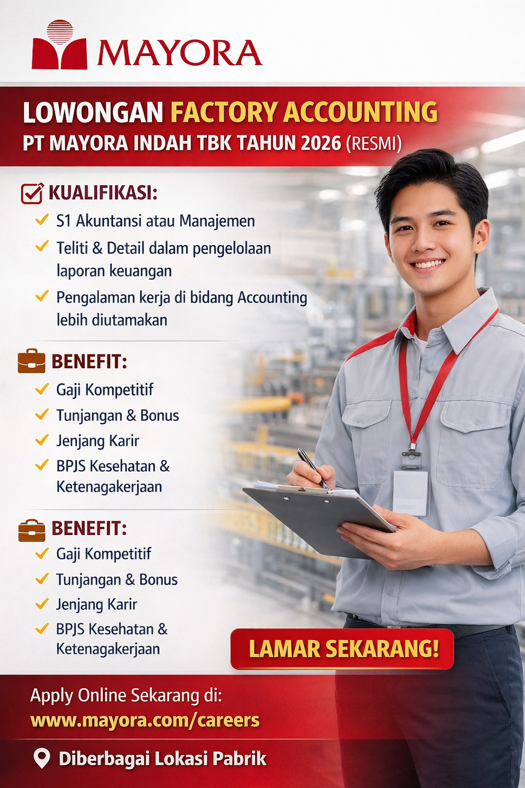 Lowongan Kerja Accounting PT Mayora Indah Tbk Tahun 2026 Terbaru