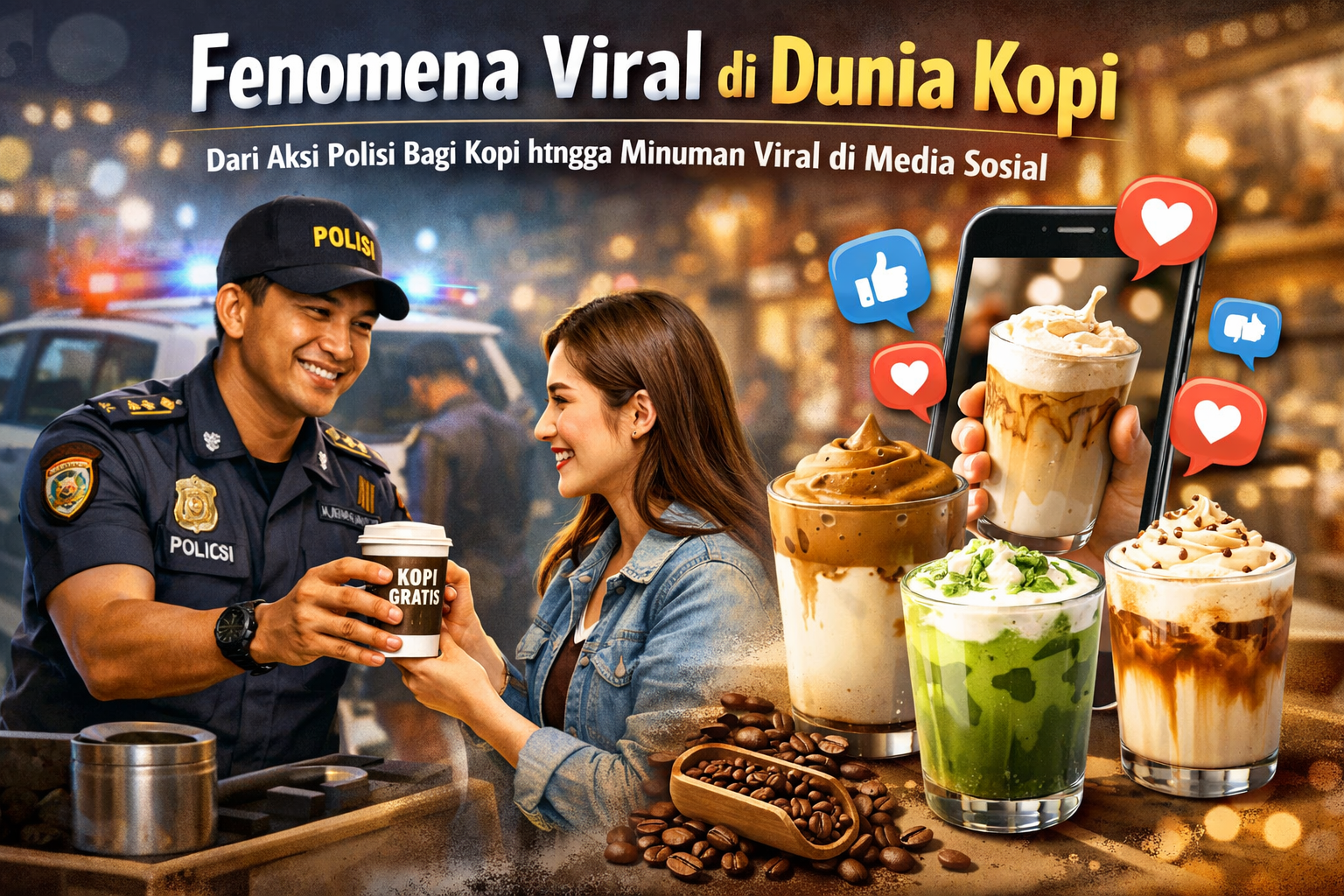 Fenomena Viral di Dunia Kopi: Dari Aksi Polisi Bagi Kopi hingga Minuman Viral di Media Sosial
