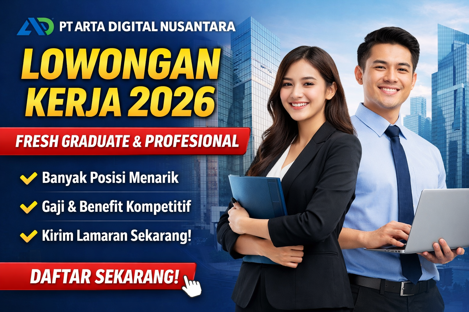 Lowongan Kerja Terbaru 2026 di PT Arta Digital Nusantara, Dibuka untuk Fresh Graduate