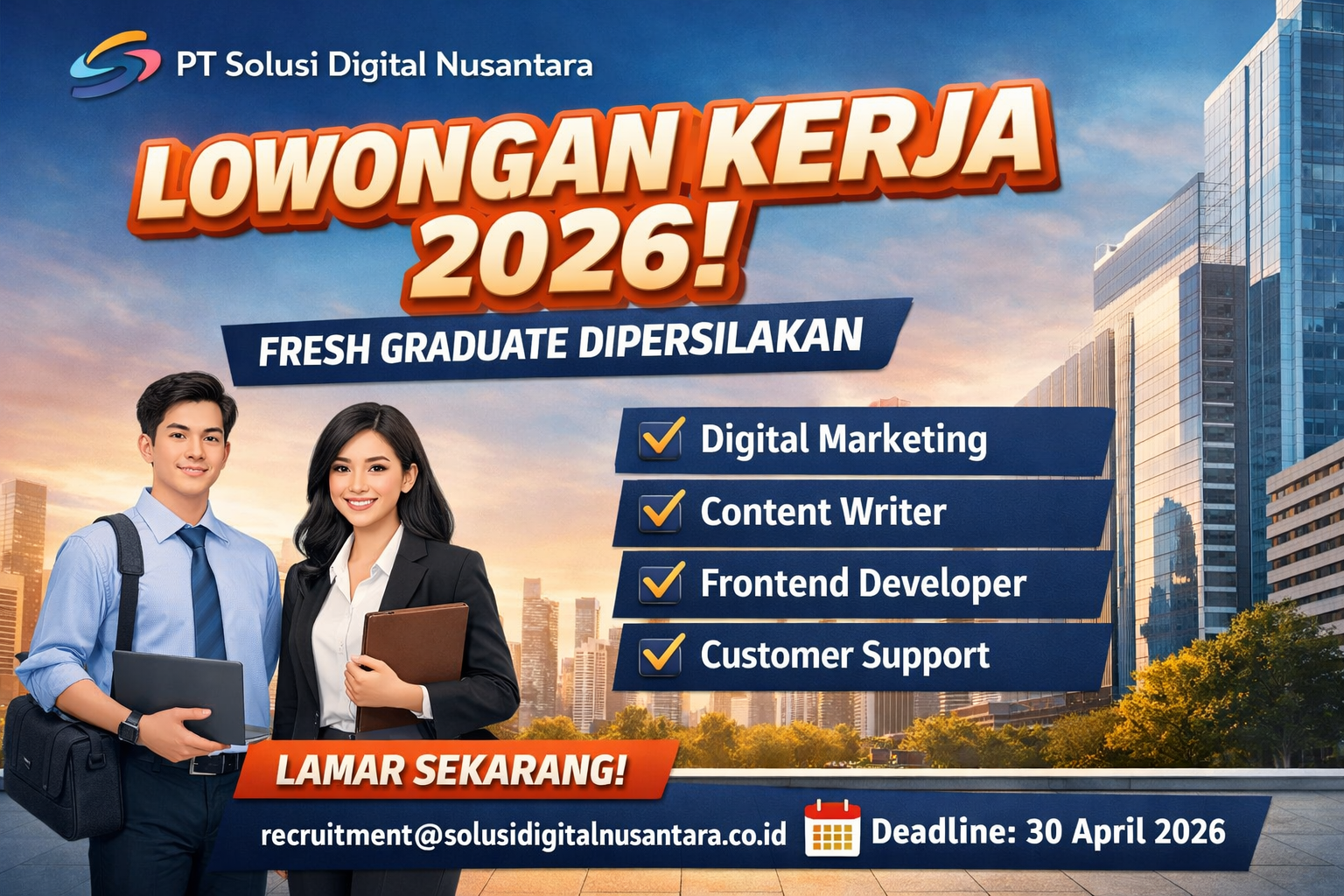 Lowongan Kerja Terbaru 2026 di PT Solusi Digital Nusantara, Kesempatan Emas untuk Fresh Graduate