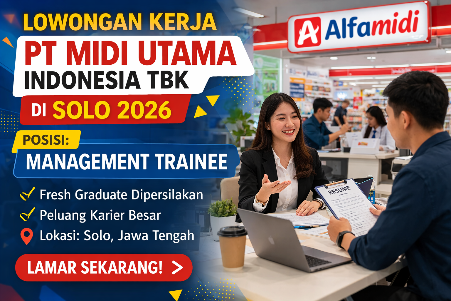 PT Midi Utama Indonesia Tbk Buka Lowongan Kerja Management Trainee di Solo, Ini Syarat dan Cara Melamarnya