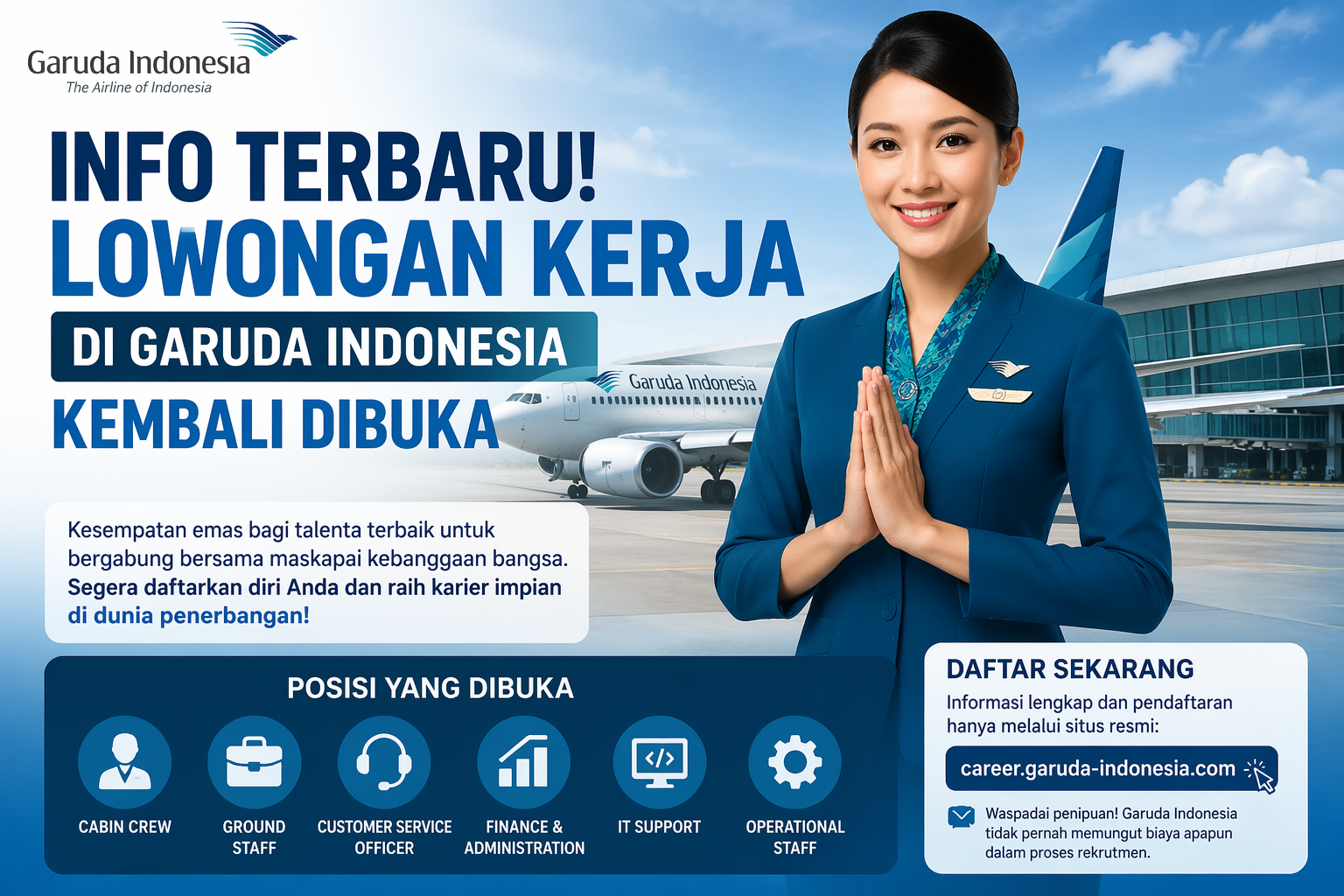 Info Terbaru! Lowongan Kerja di Garuda Indonesia Kembali Dibuka