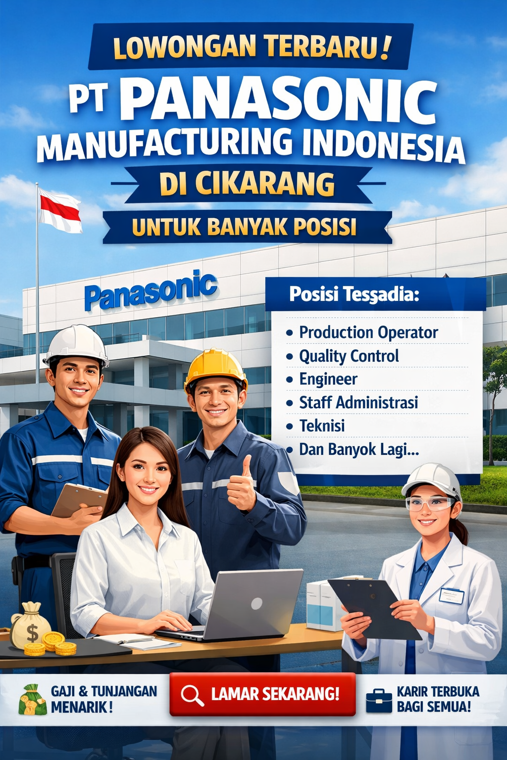 Lowongan Terbaru PT Panasonic Manufacturing Indonesia di Cikarang untuk Banyak Posisi