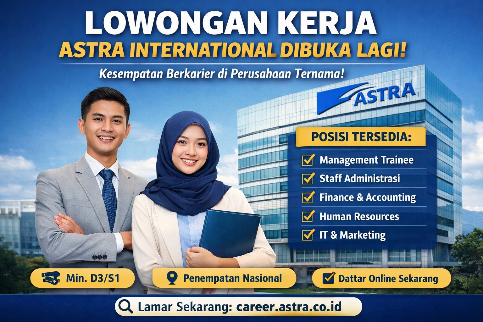 Info Resmi! Lowongan Kerja di Astra International Kembali Dibuka