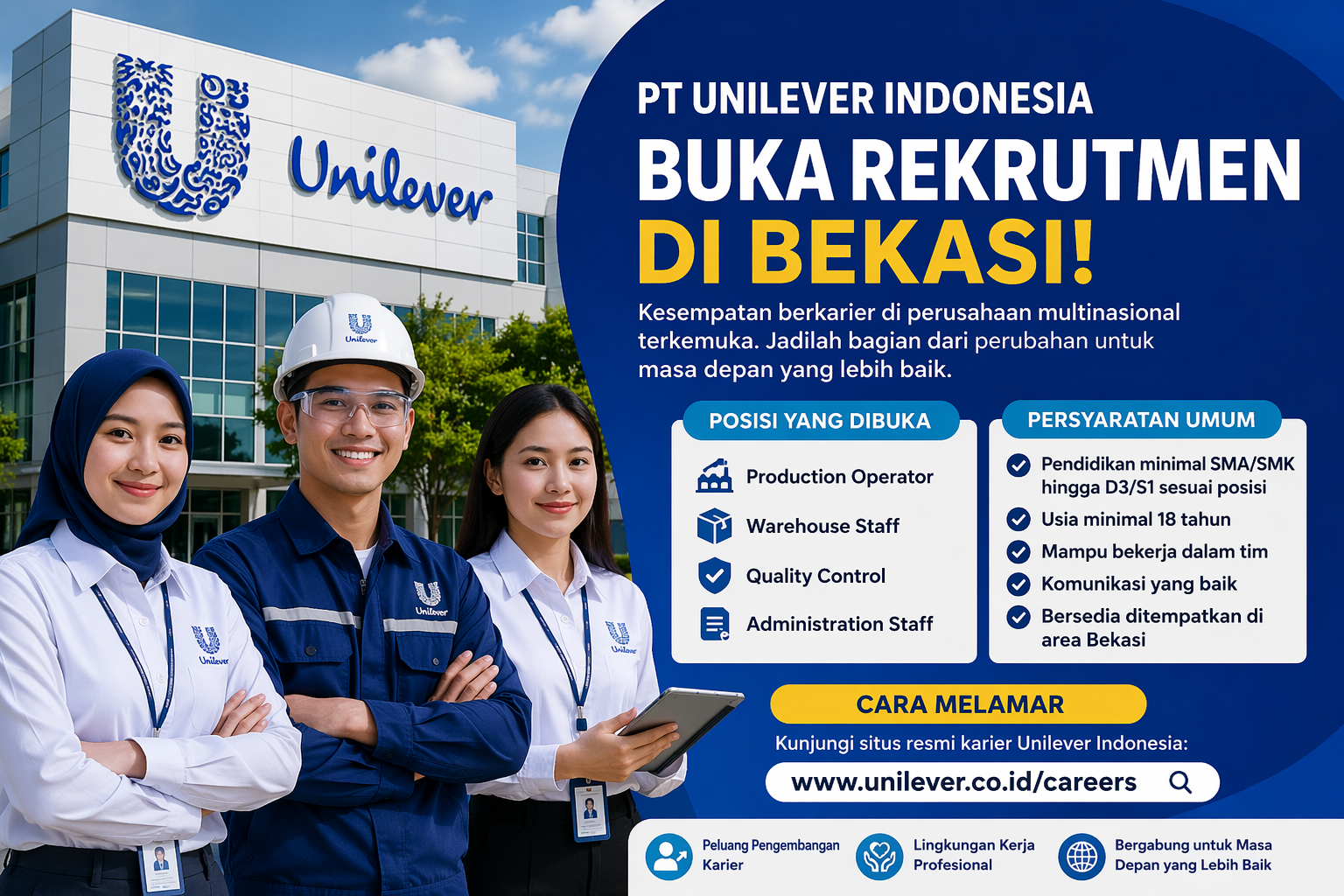 PT Unilever Indonesia Buka Rekrutmen di Bekasi, Simak Posisi dan Syaratnya!