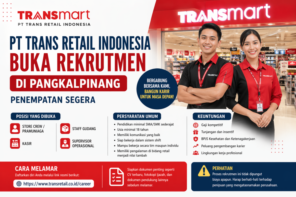 Trans Retail Lowongan Kerja PT Trans Retail Indonesia di Pangkalpinang Terbaru 2026 ...