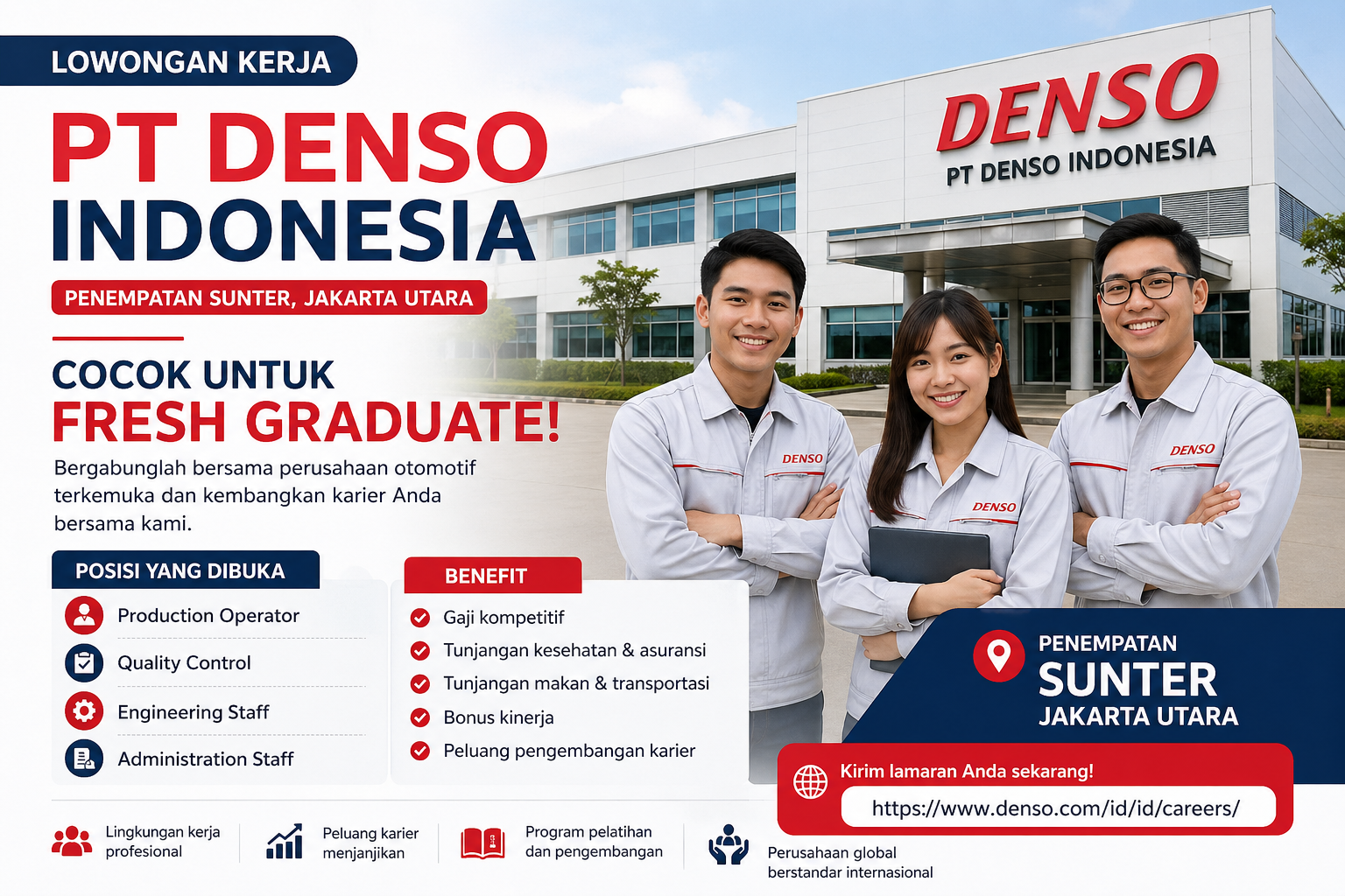 PT Denso Indonesia Buka Lowongan di Sunter, Cocok untuk Fresh Graduate