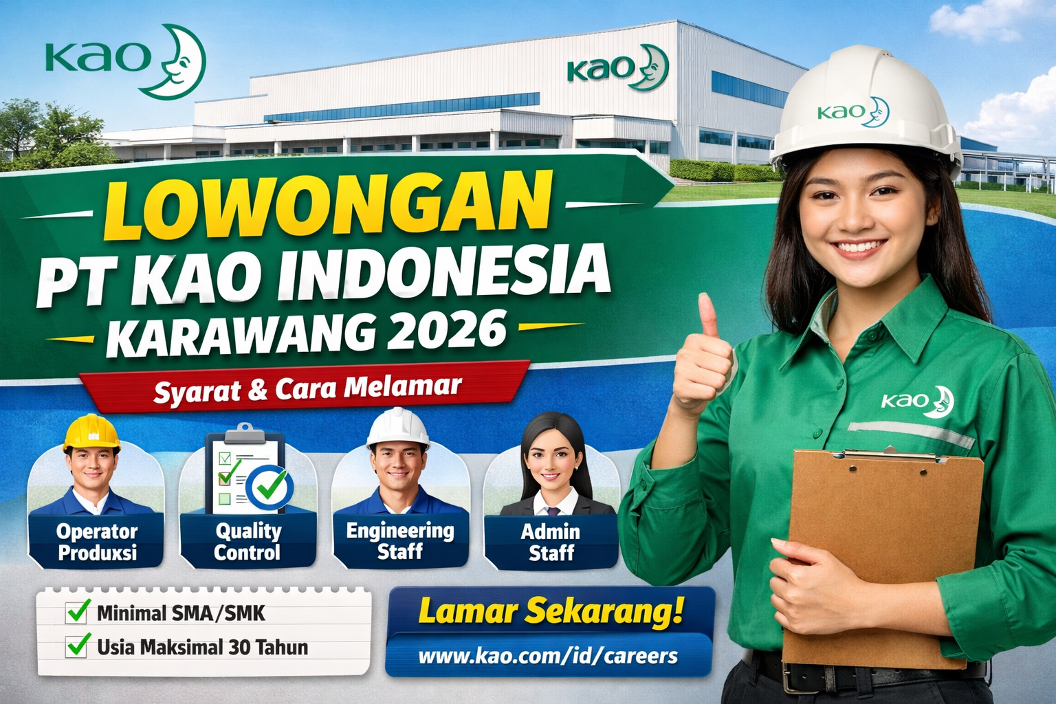PT Kao Indonesia Buka Rekrutmen di Karawang, Simak Syarat dan Cara Melamarnya