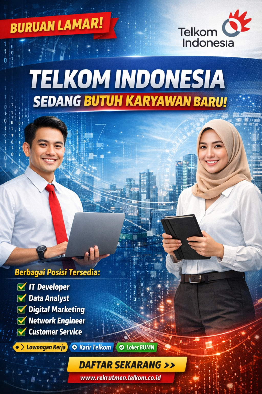 Buruan Lamar! Telkom Indonesia Sedang Butuh Karyawan Baru