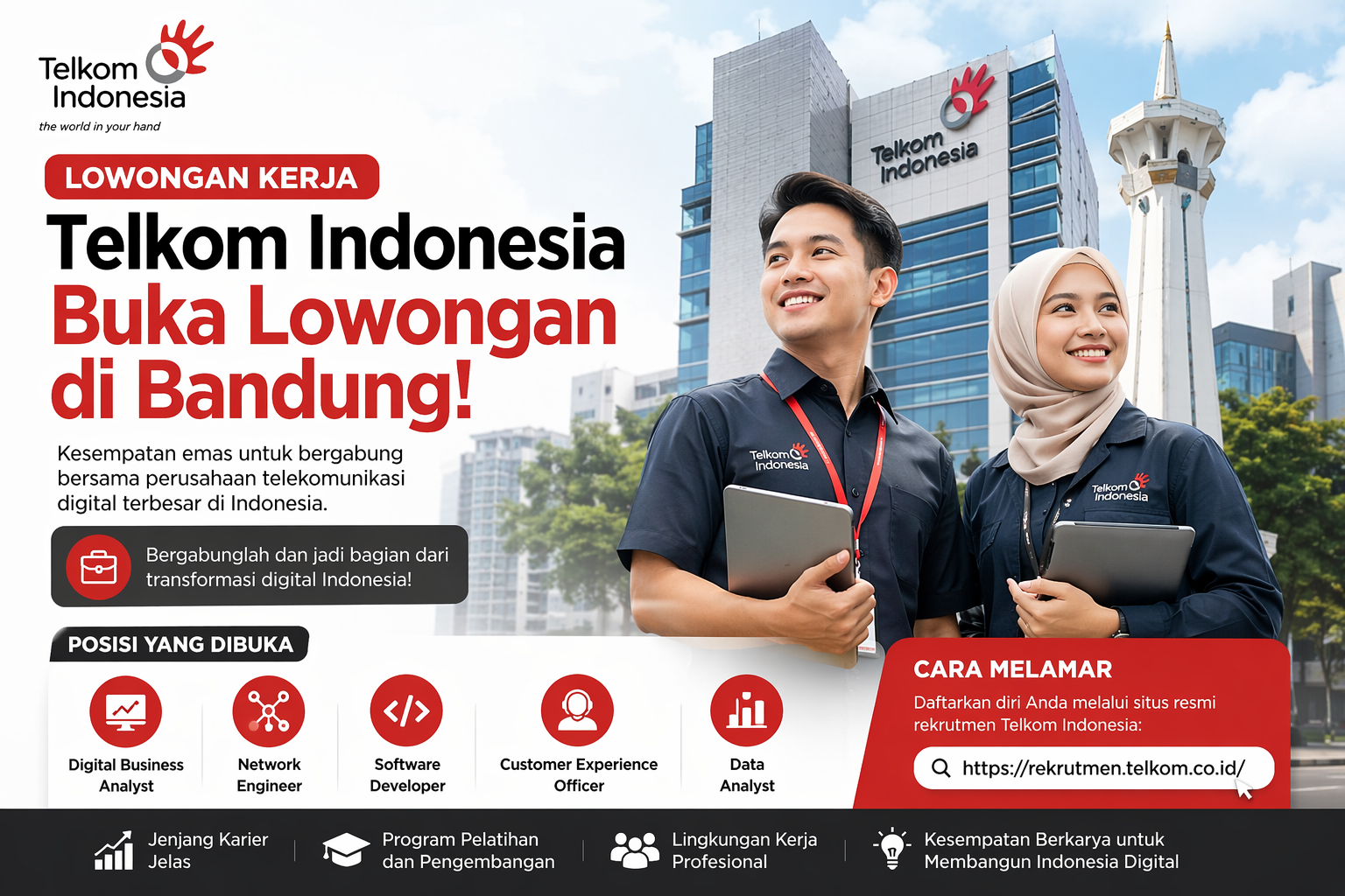 Kesempatan Emas! PT Telkom Indonesia (Persero) Tbk Buka Lowongan di Bandung