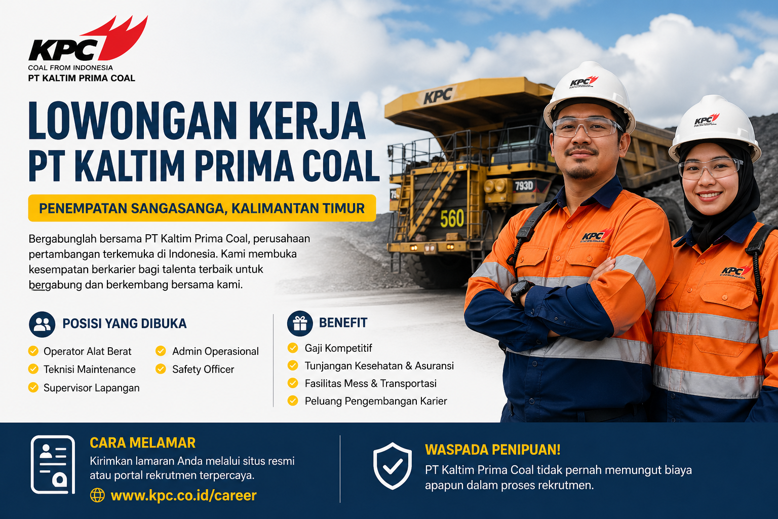 Kesempatan Karier di PT Kaltim Prima Coal untuk Penempatan Sangasanga