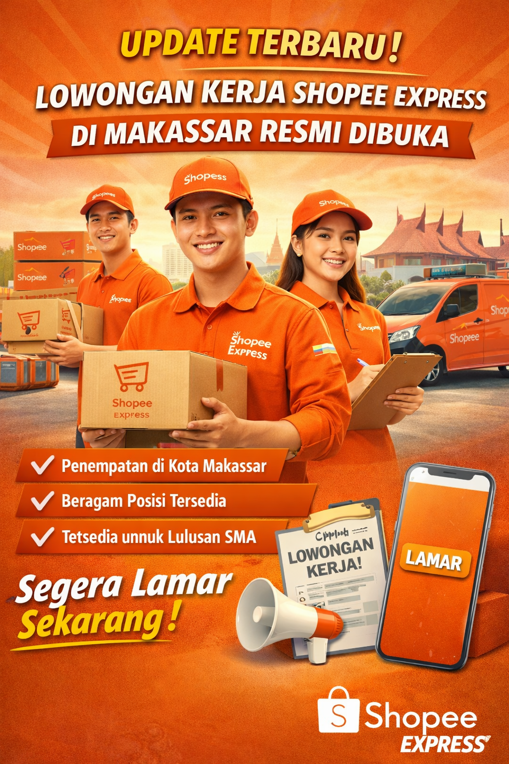Update Terbaru! Lowongan Kerja Shopee Express di Makassar Resmi Dibuka