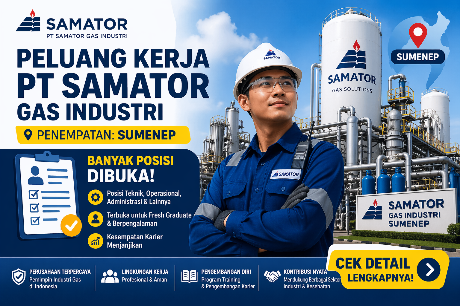 Peluang Kerja PT Samator Gas Industri di Sumenep, Ini Detail Lengkapnya
