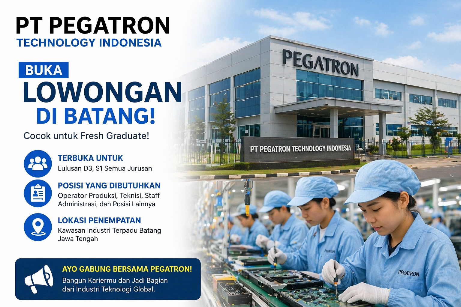 PT Pegatron Technology Indonesia Buka Lowongan di Batang, Cocok untuk Fresh Graduate