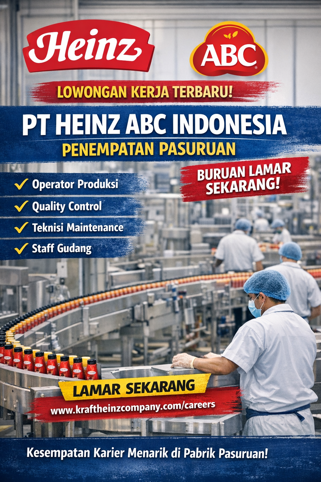 Lowongan Terbaru PT Heinz ABC Indonesia di Pasuruan, Buruan Lamar Sekarang